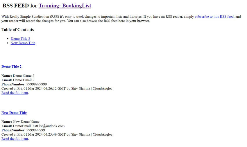 RSS feed for viewing
